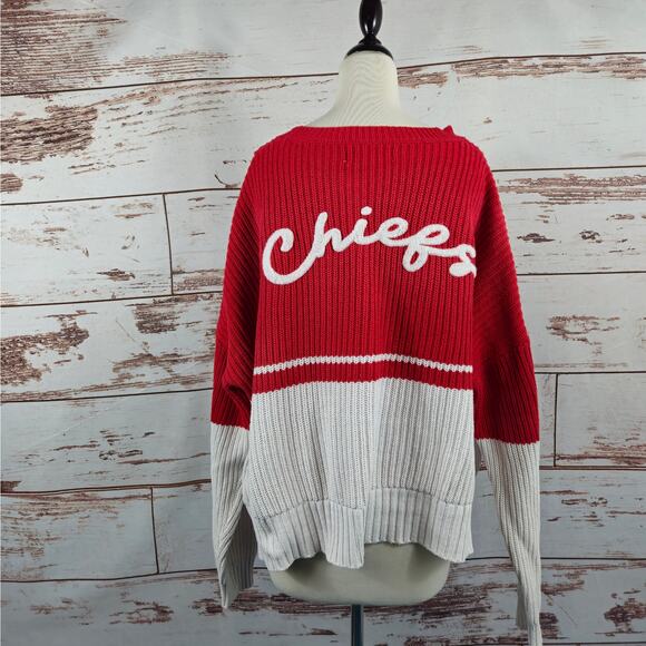 Kansas City Chiefs Sweater Chunky Script Pullover Size XL - Picture 3 of 7